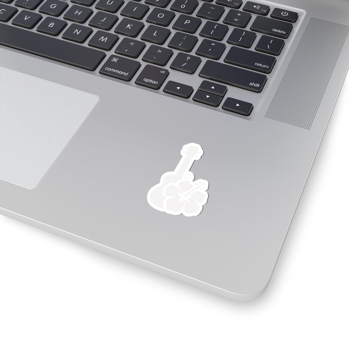 Hawaiian Ukulele Hibiscus Sticker - White Kiss-Cut Decal