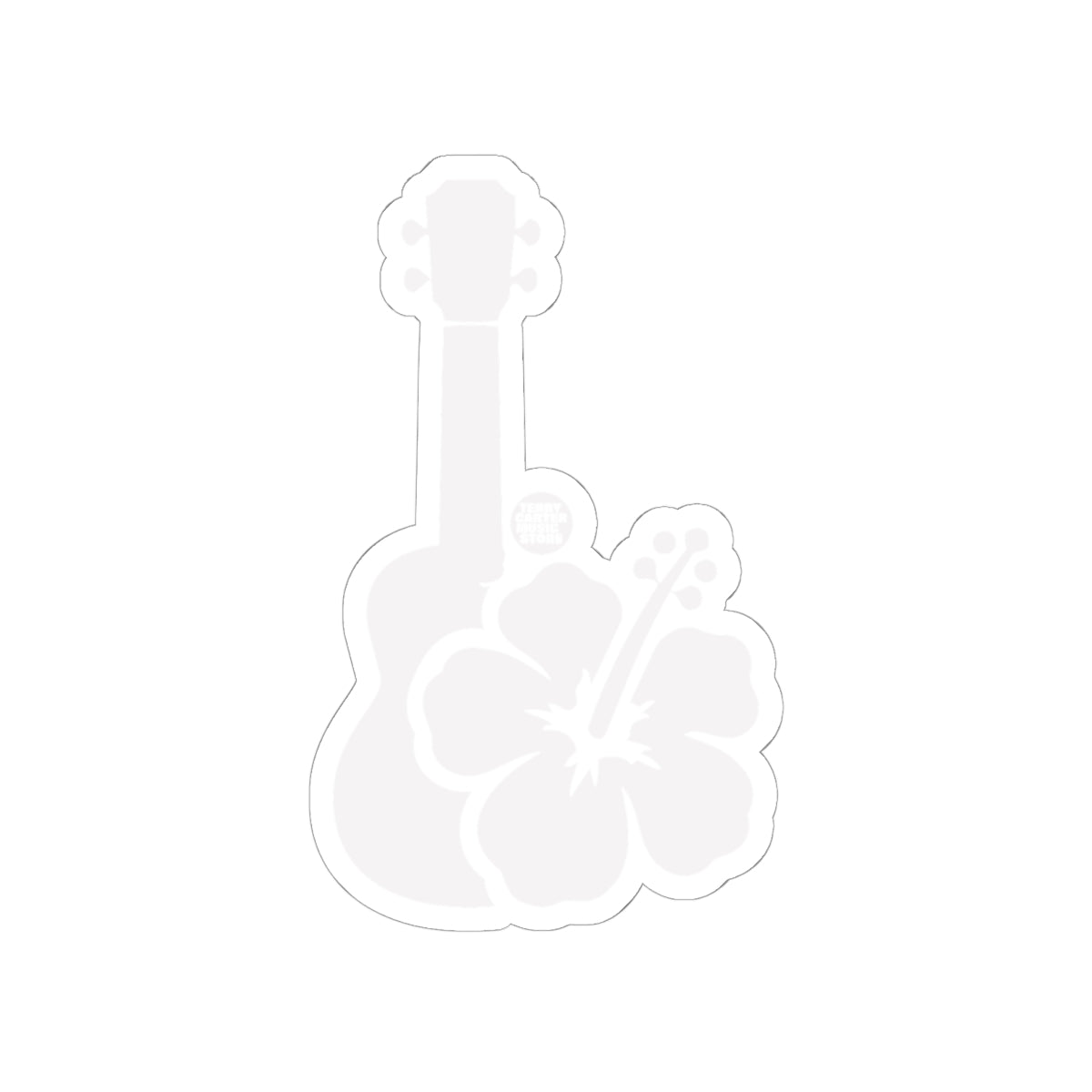 Hawaiian Ukulele Hibiscus Sticker - White Kiss-Cut Decal