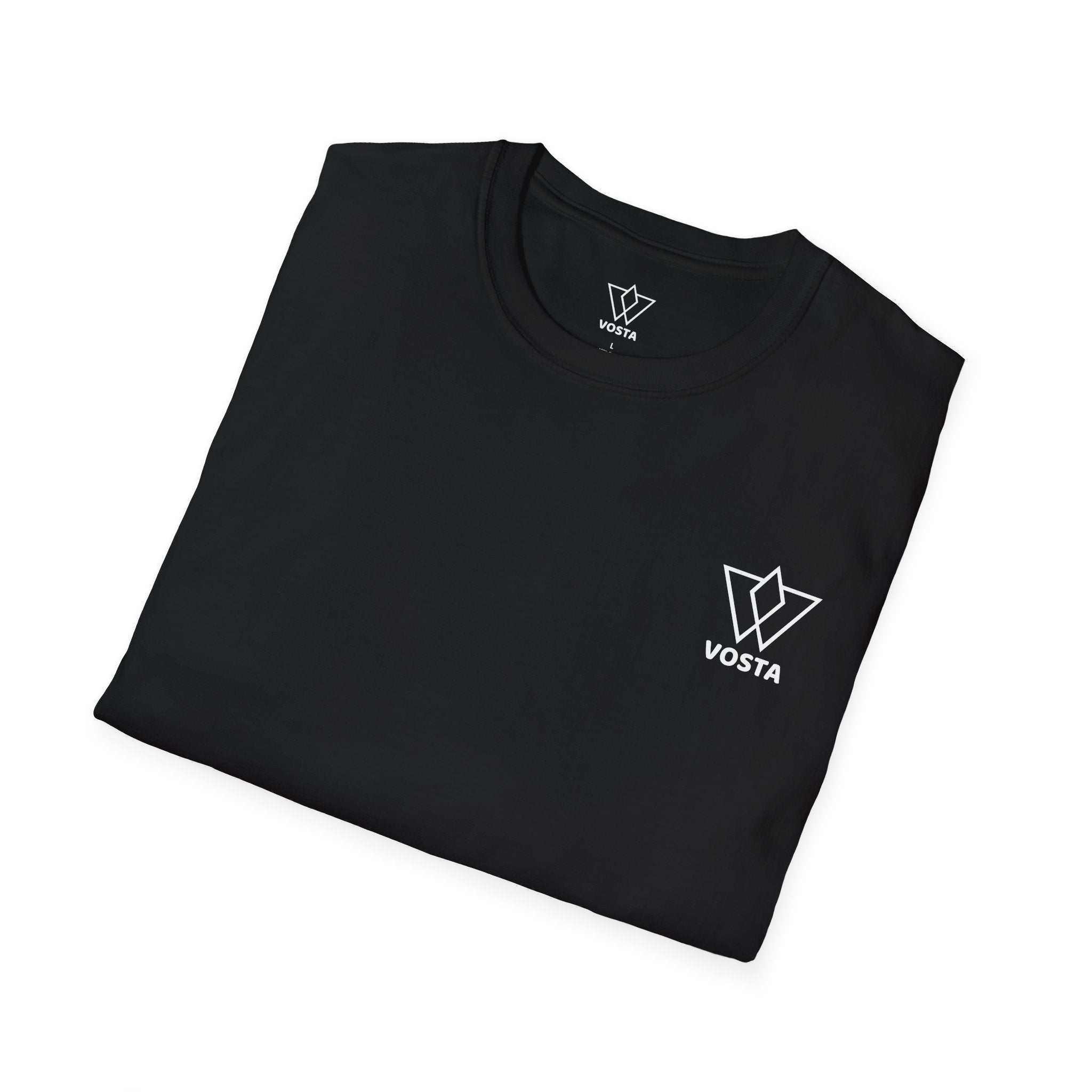 Vosta Black T-Shirt - Minimalist White Logo Tee