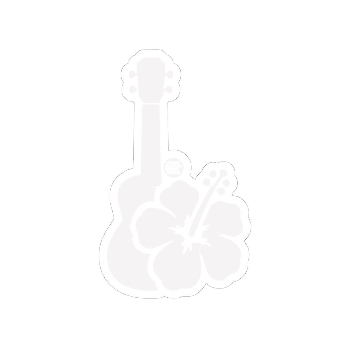 Hawaiian Ukulele Hibiscus Sticker - White Kiss-Cut Decal