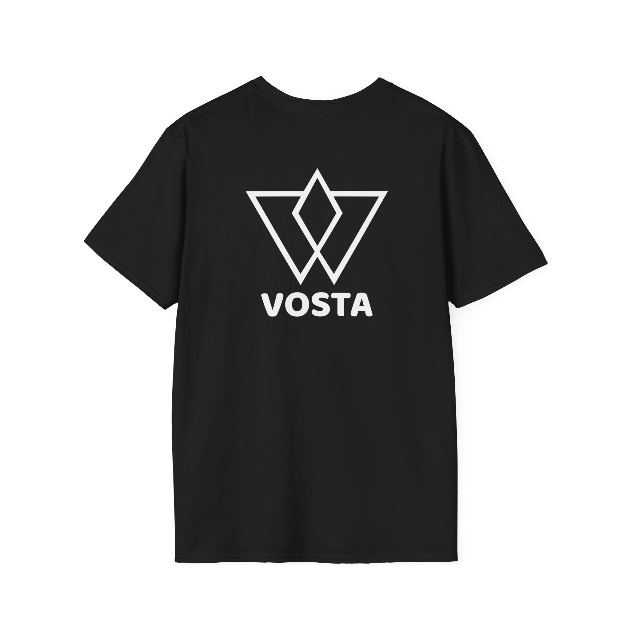 Vosta Black T-Shirt - Minimalist White Logo Tee