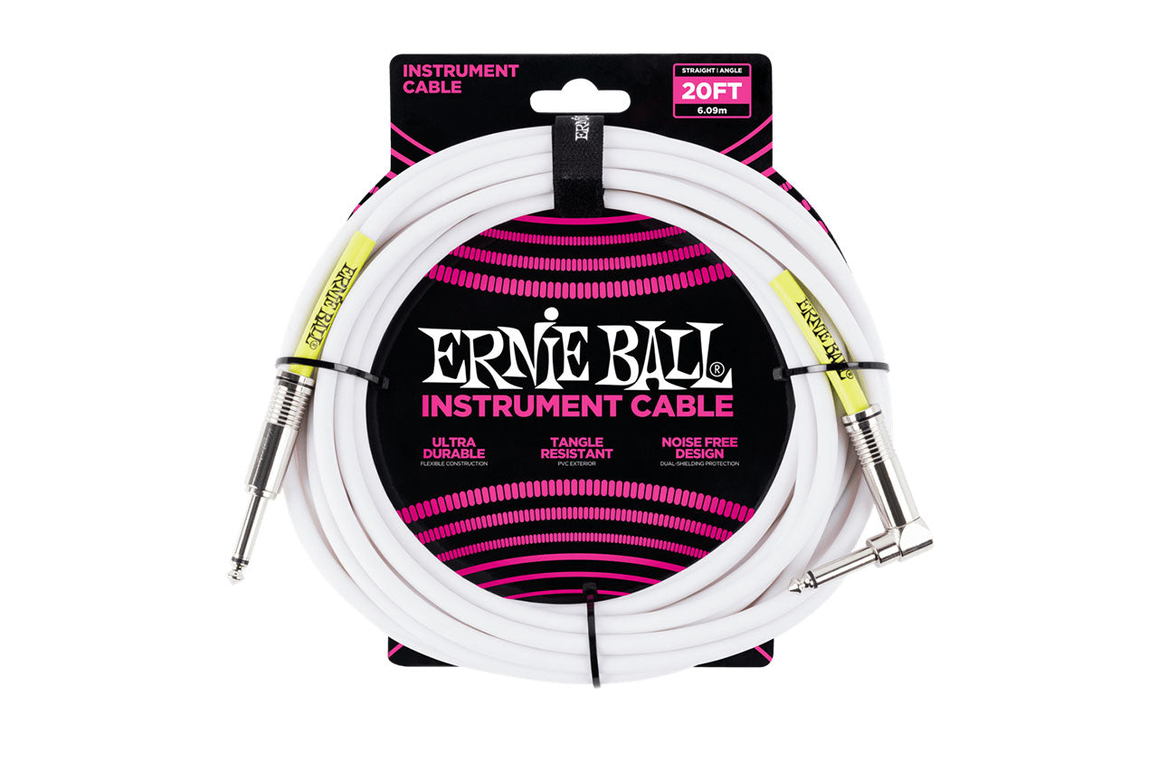 Ernie Ball 20 Foot White Instrument Cable