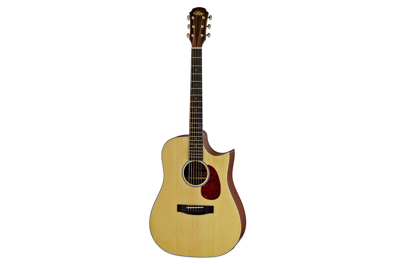 Aria 111-CE Natural Acoustic Electric Dreadnought Guitar