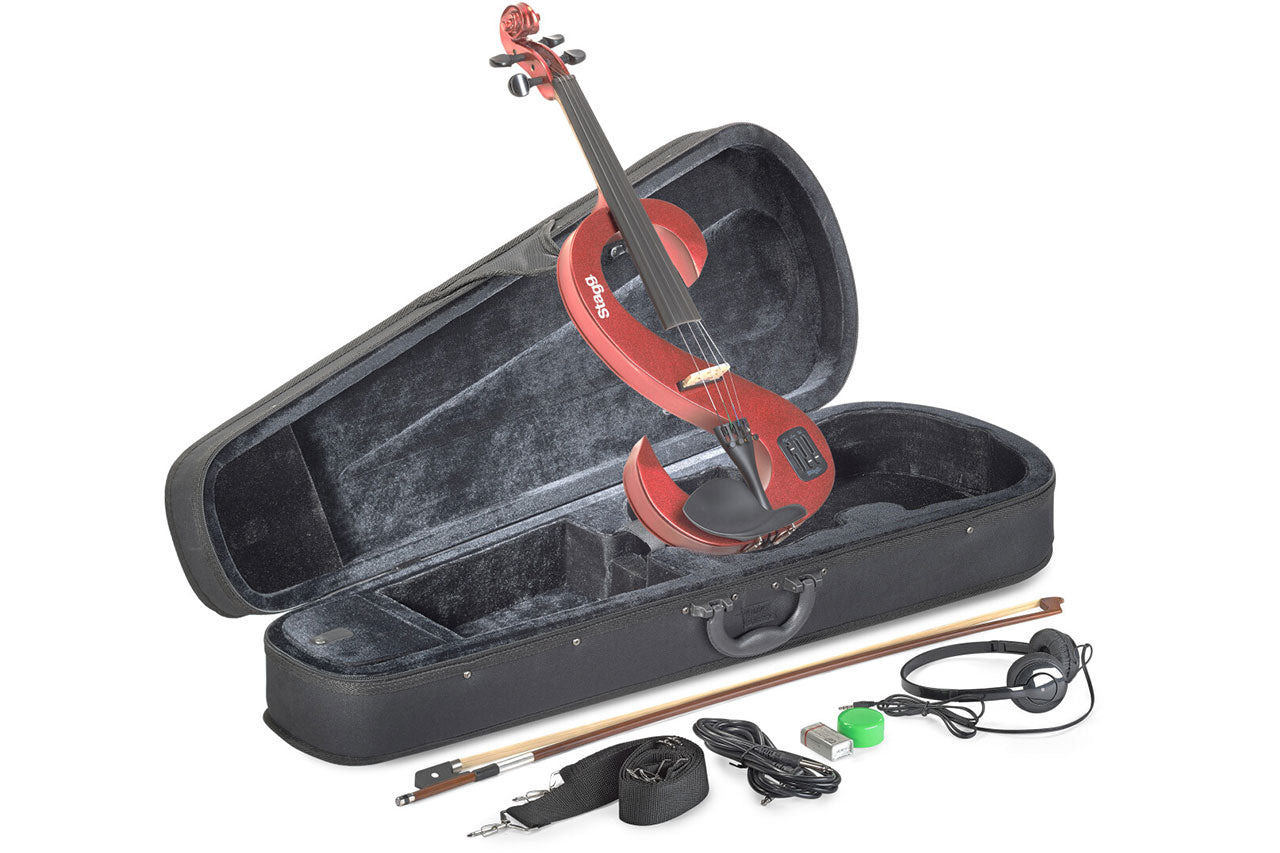 Stagg 4/4 S-Shaped Metallic Red Electric Violin