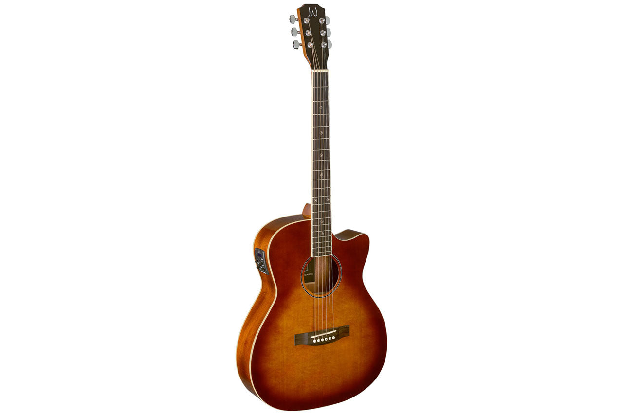 J.N Guitars Spruce Cherryburst Acoustic Electric Guitar