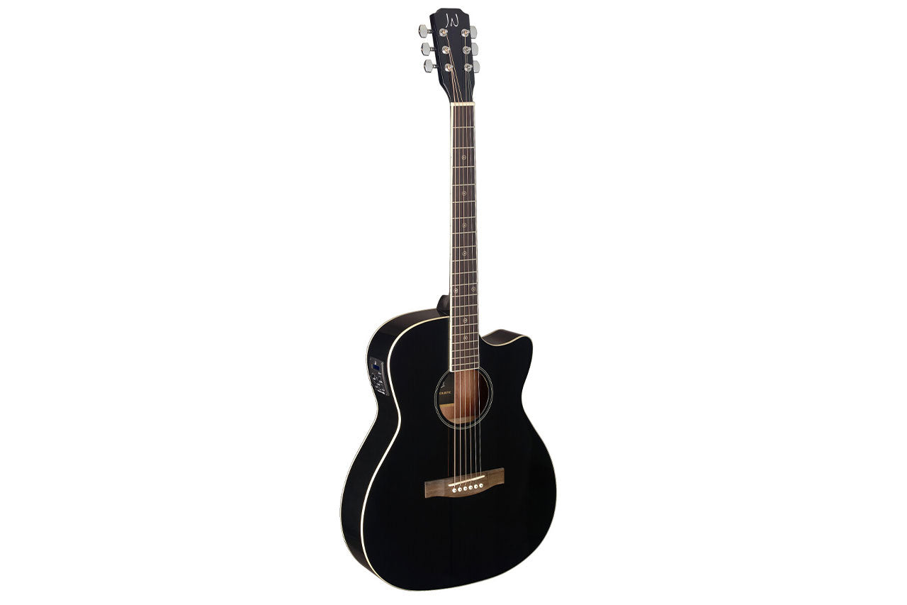 J.N Guitars Solid Spruce Top Black Acoustic Electric Guitar