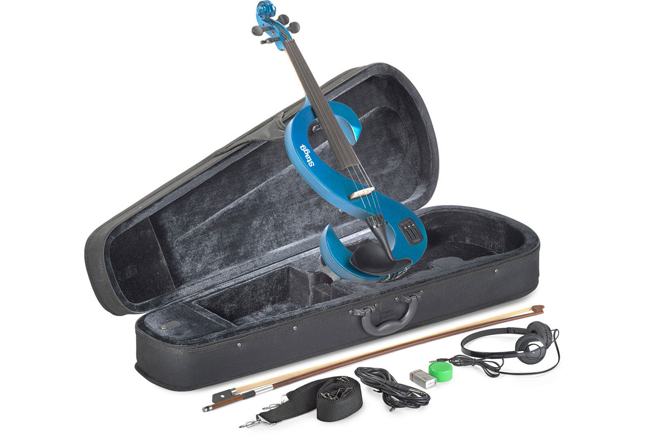 Stagg 4/4 S-Shaped Metallic Blue Electric Violin 