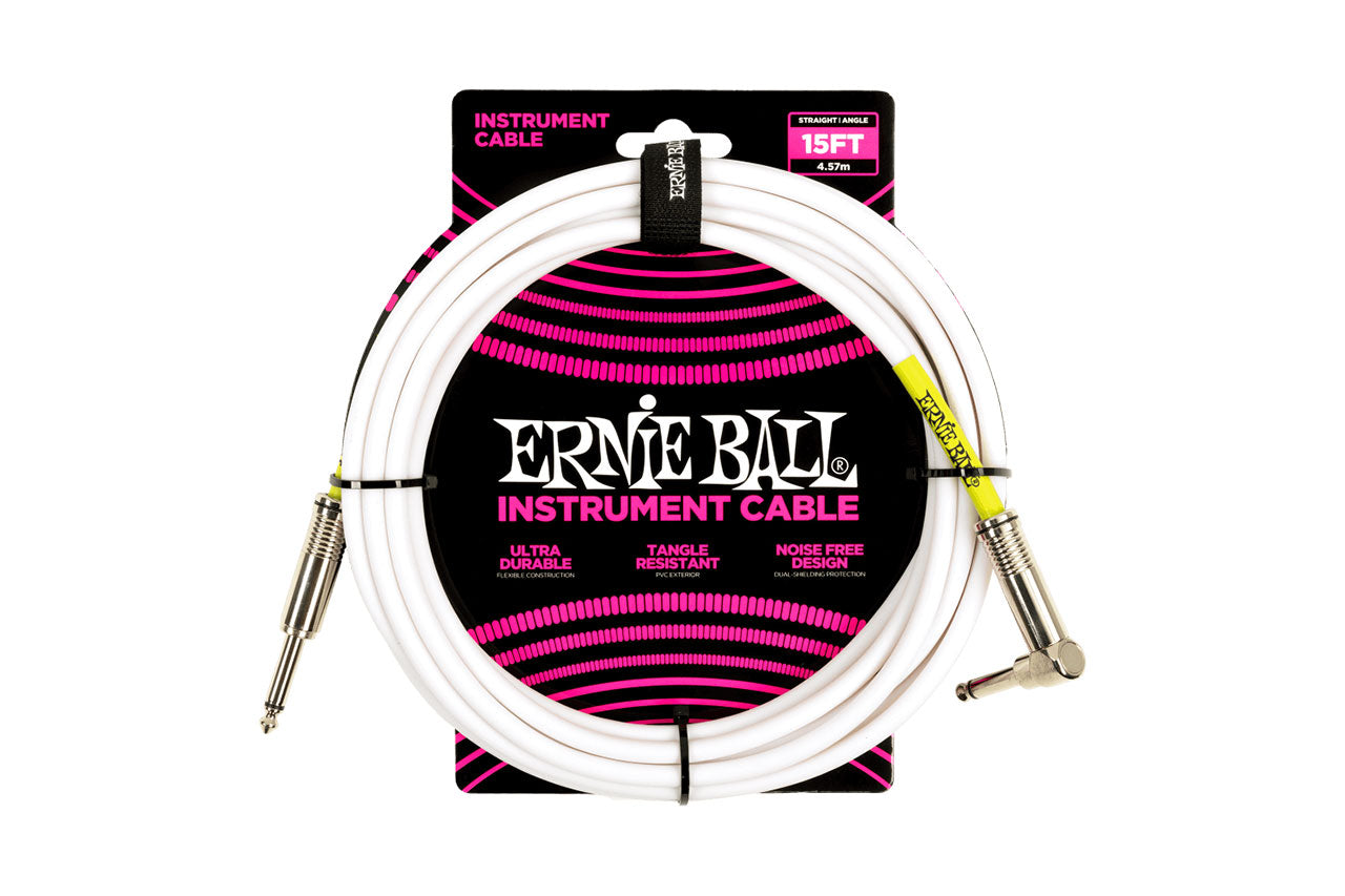 Ernie Ball 15 Foot White Instrument Cable