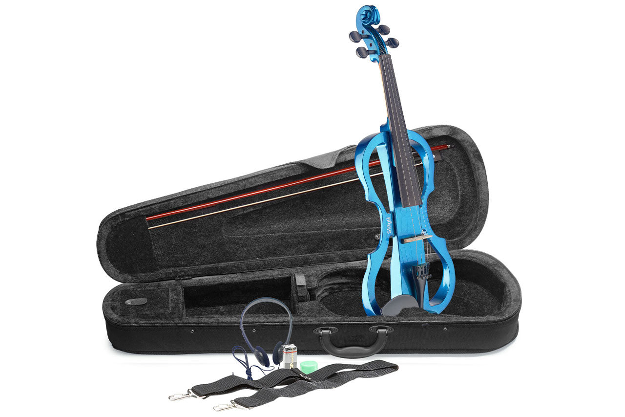 Stagg 4/4 Metallic Blue Electric Violin 