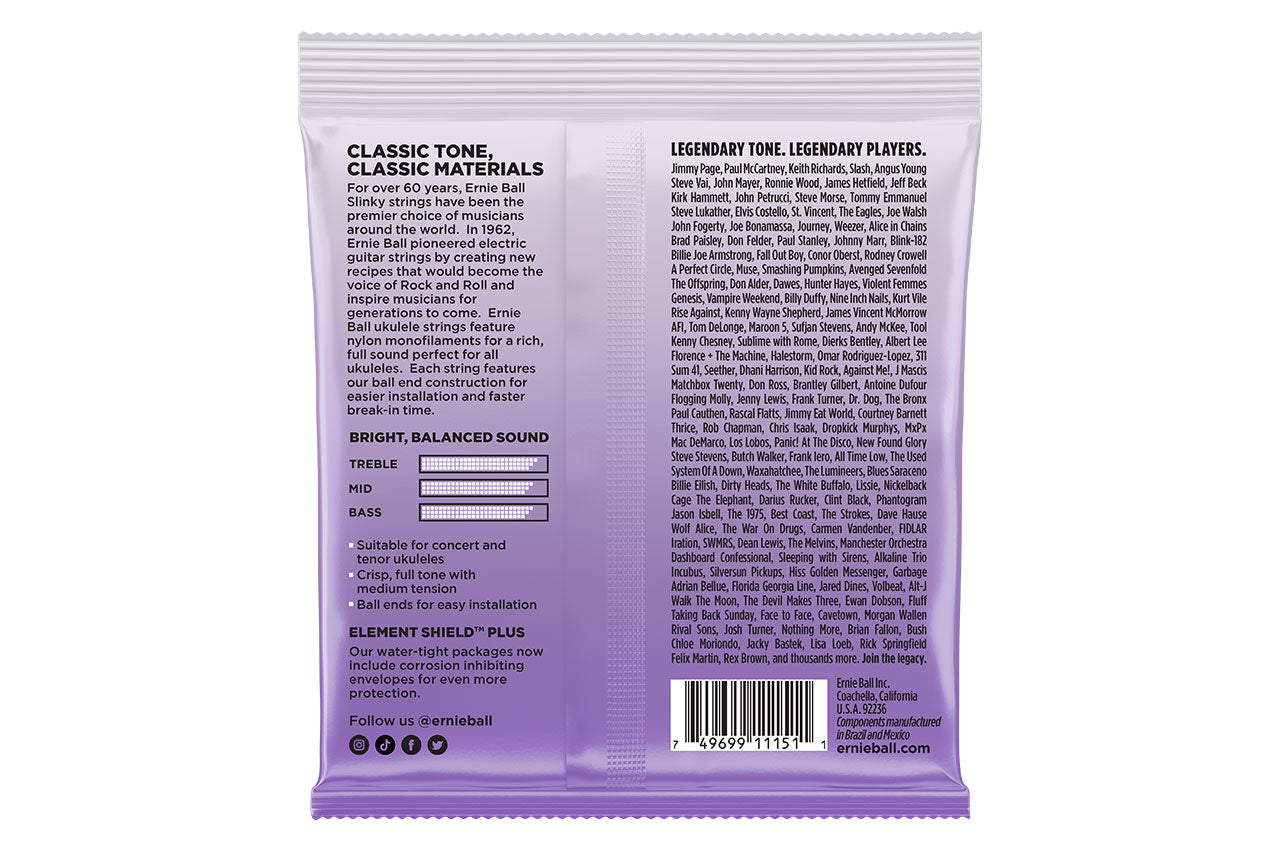 Ernie Ball Black Nylon Ball End Ukulele Strings