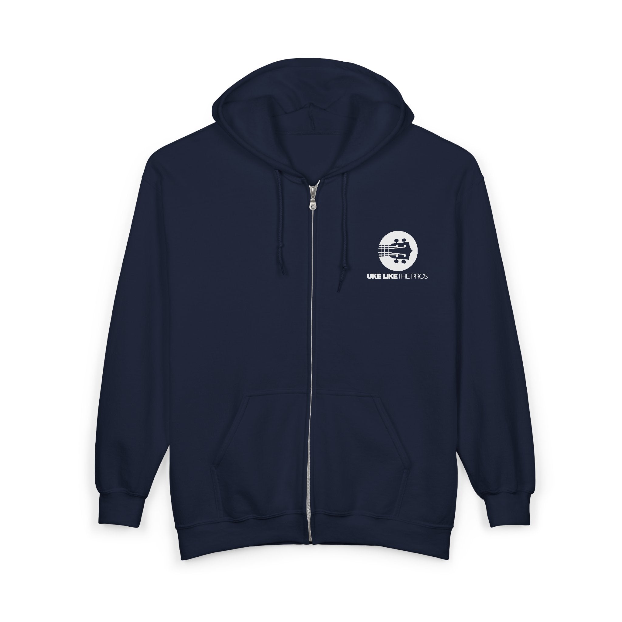 Uke Like The Pros Zip Up Hoodie - White Logo