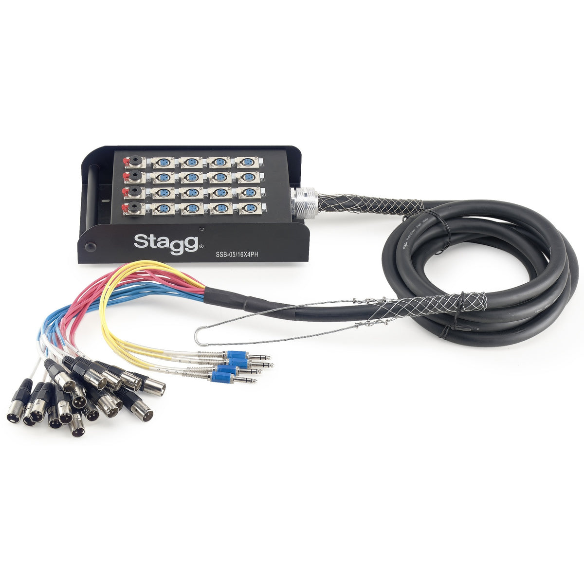 Stagg SSB-05/16X4PH S-Series stagebox with 16 XLR female inputs, 4 stereo jack outputs and 5 m cable