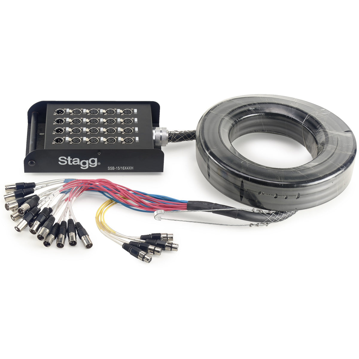 Stagg SSB-15/16X4XH S-Series stagebox with 16 XLR female inputs, 4 XLR male outputs and 15 m cable