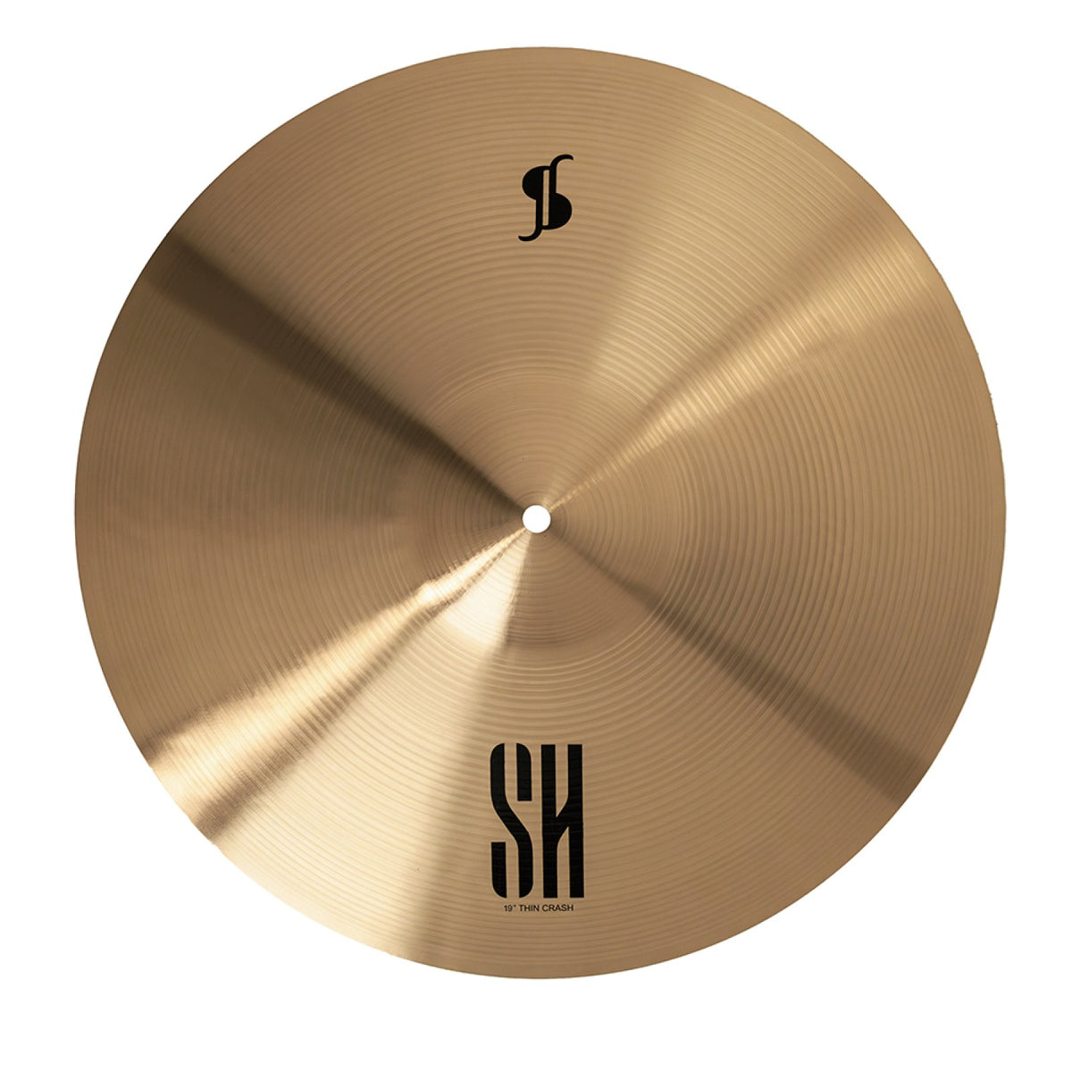 Stagg SH Regular 19-inch thin crash cymbal seen from above, showing the bell and SH marking