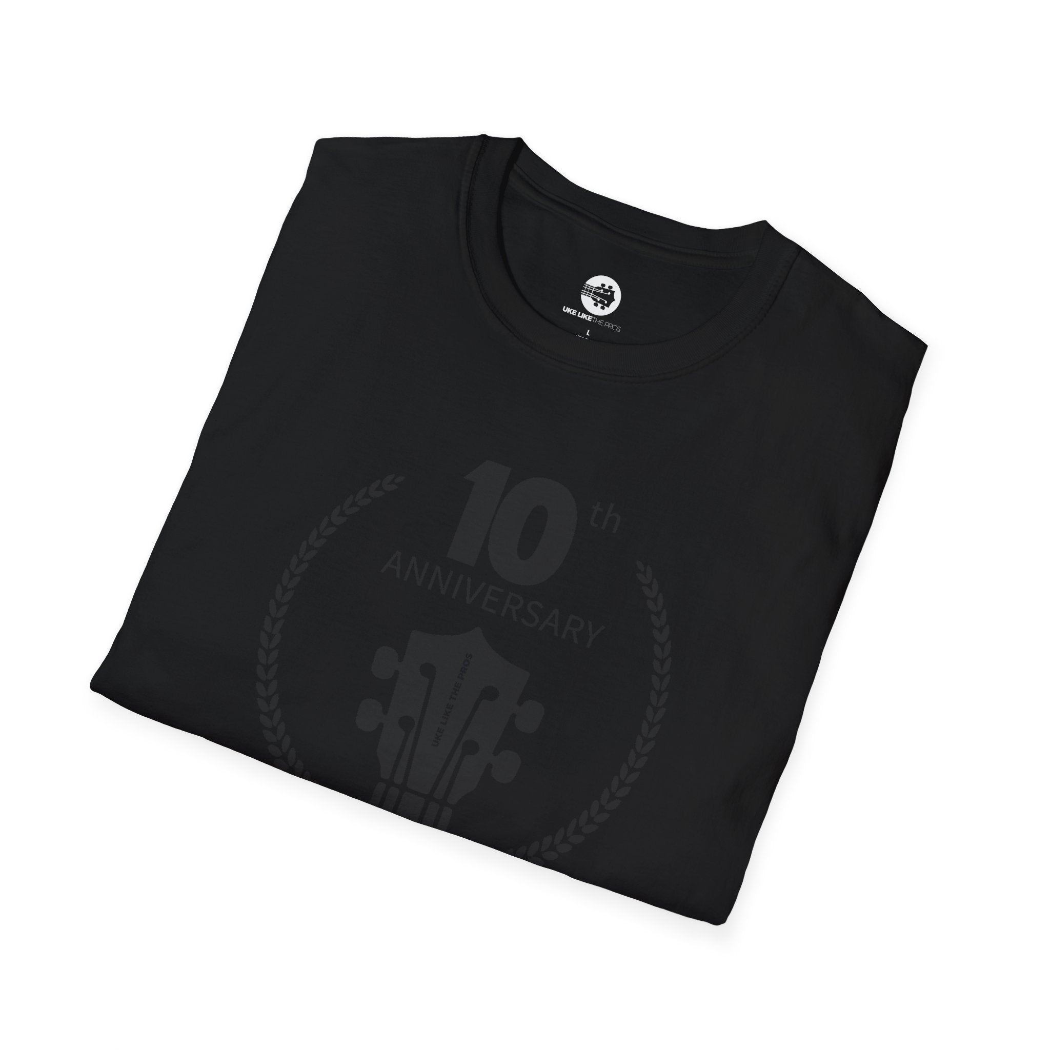 Uke Like The Pros 10th Anniversary T-Shirt - Large Black Logo