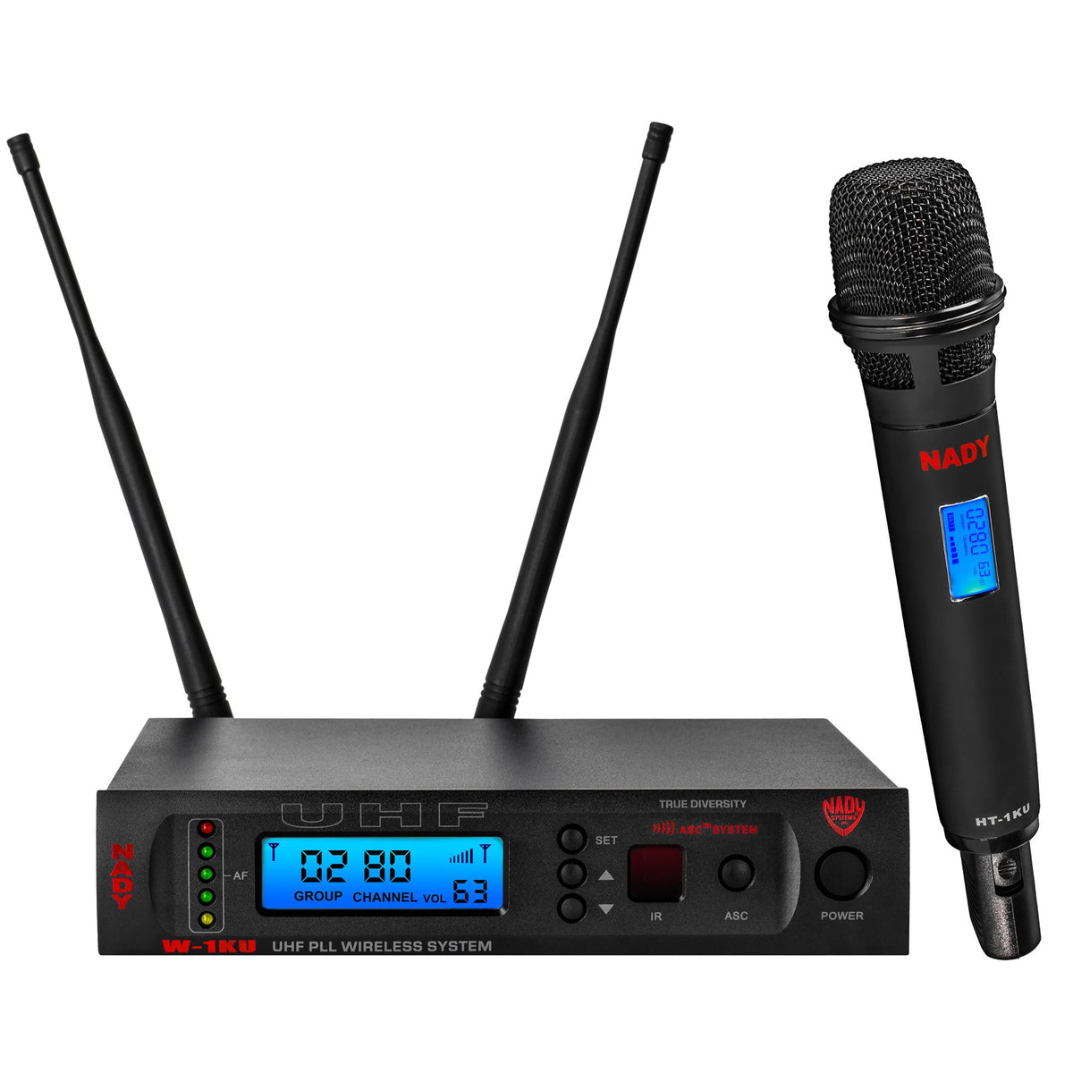 Nady W-1KU HT UHF wireless system, receiver with handheld microphone