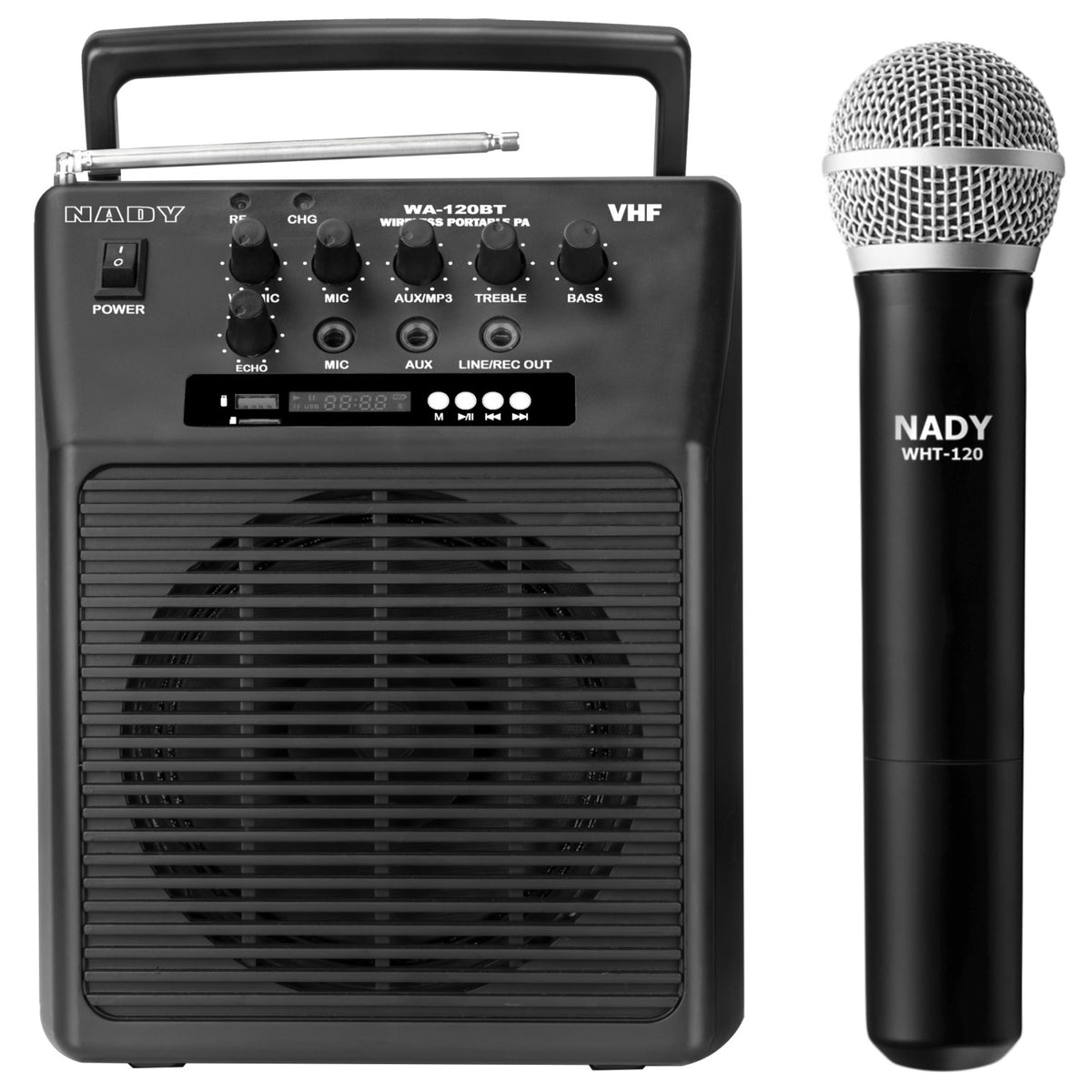 Nady WA-120BT HT portable wireless PA speaker with handheld wireless microphone