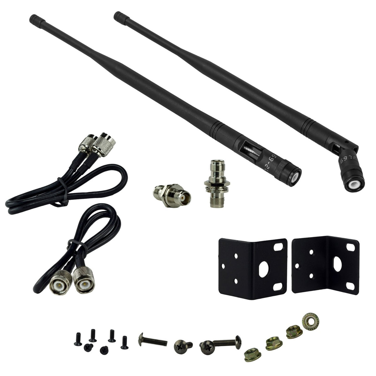 Nady 2W-1KU included accessories: antennas, coax cables, rack ears and mounting hardware