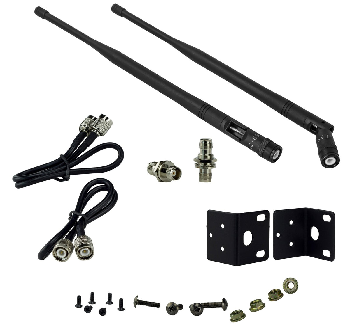 Nady 2W-1KU LT detachable antennas, antenna cables, rack ears and mounting hardware