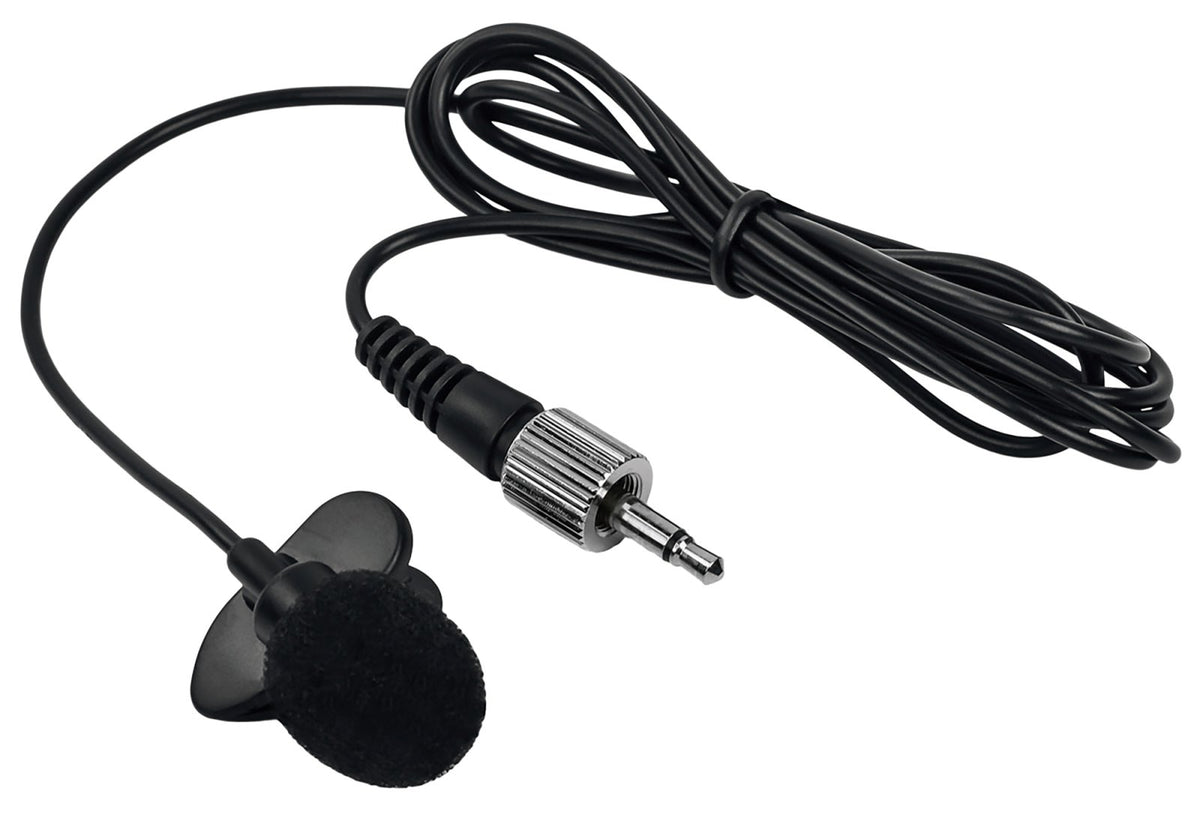 Nady lapel lavalier microphone with locking 1/8-inch connector and foam windscreen