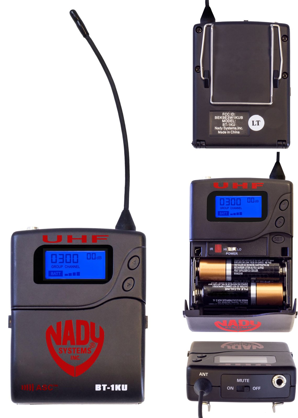 Nady BT-1KU LT bodypack transmitter with backlit display, battery compartment and microphone input