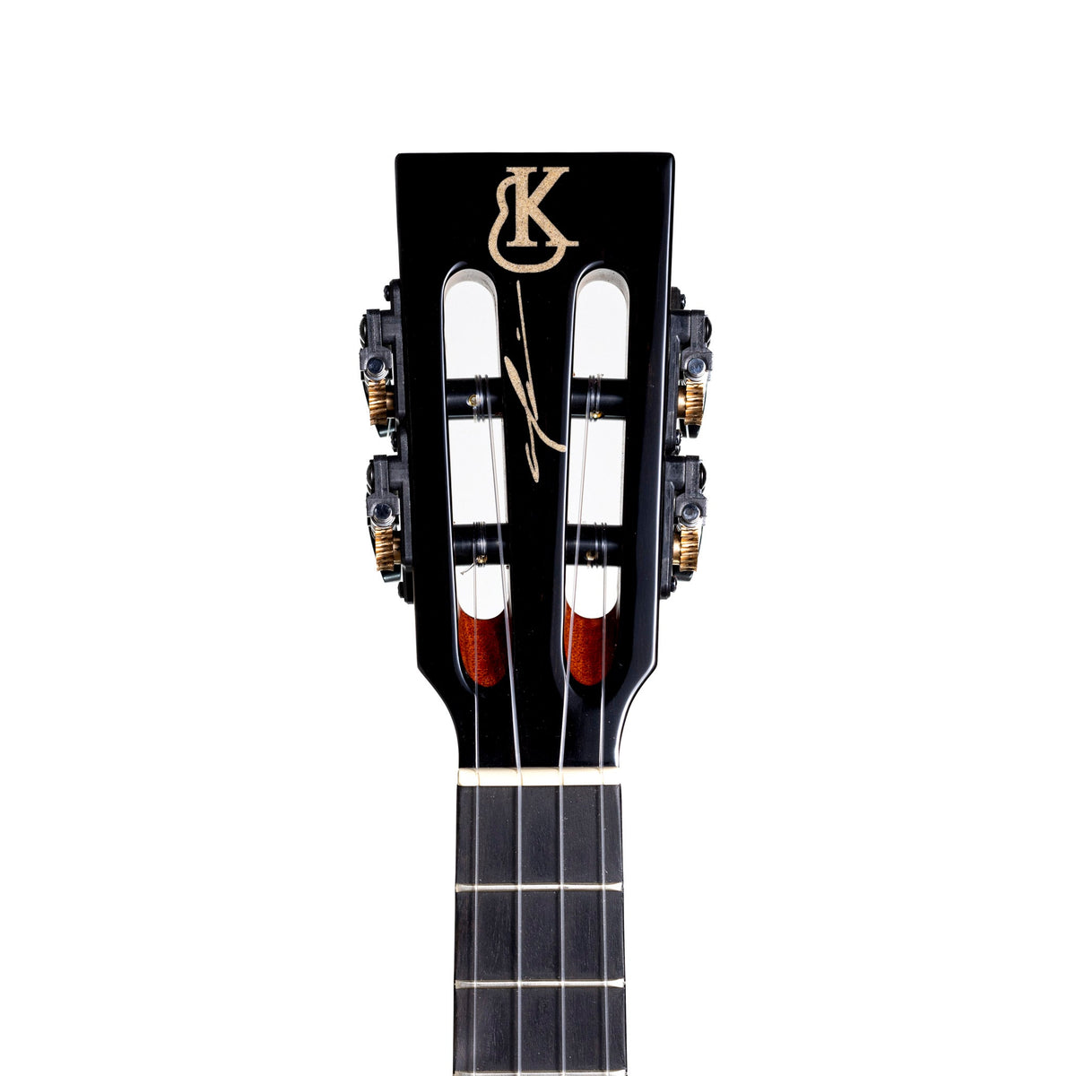 Example photo: an earlier Kanile'a Aldrine tenor, serial 25649, slotted headstock with Aldrine's signature and black Gilbert tuners
