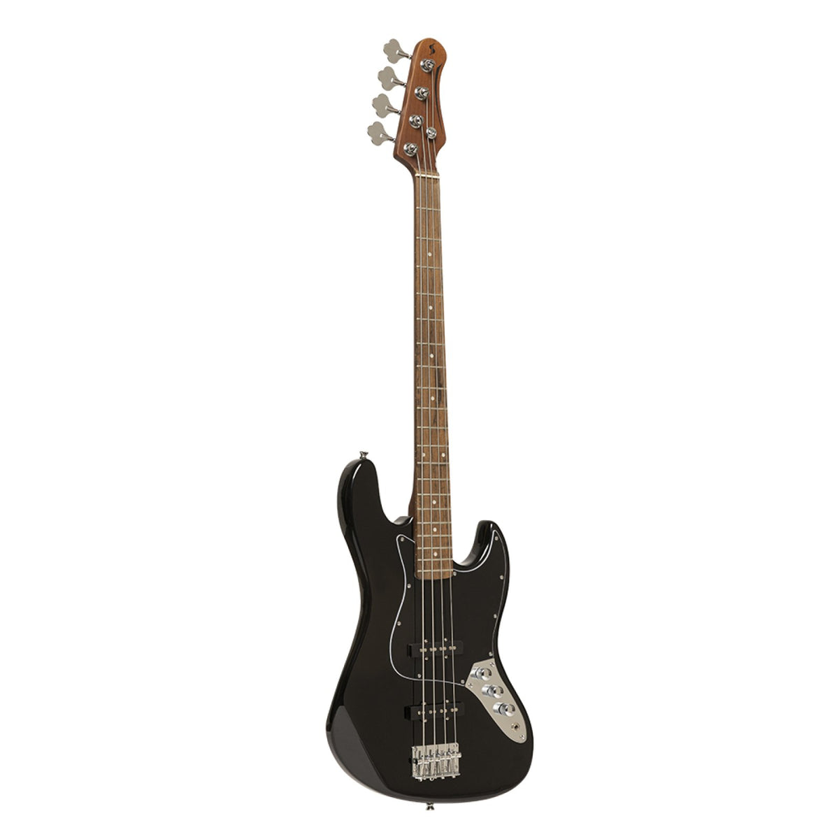 Stagg SBJ-30 BLK black J-style electric bass guitar, angled front view
