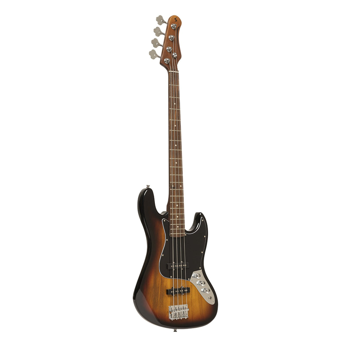 Stagg SBJ-30 Standard J electric bass guitar in sunburst, full front view