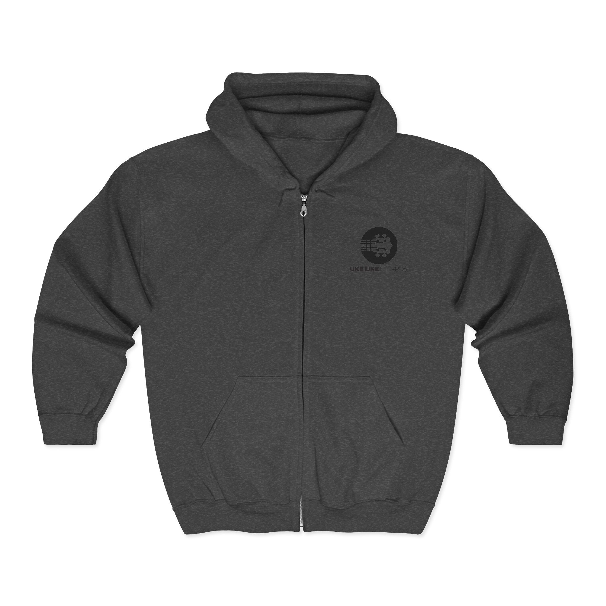 Uke Like The Pros Zip Up Hoodie - Black Logo