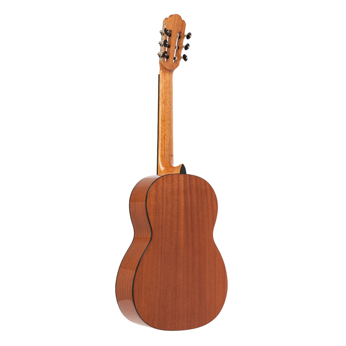 Back of the Angel Lopez Alicante CM classical guitar showing the sapelli back and neck