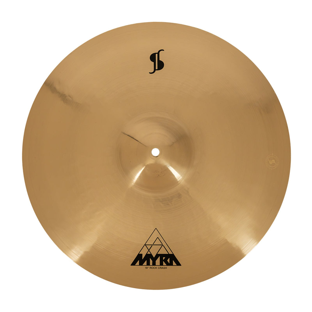 Stagg 18 inch Myra Rock Crash cymbal top-down view with Myra logo and polished bronze surface