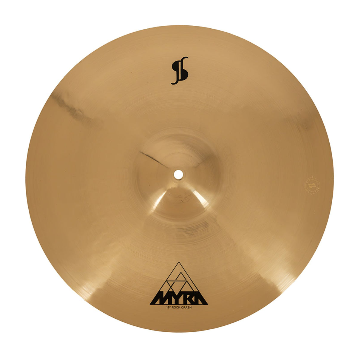 Stagg 19 inch Myra Rock Crash cymbal top-down view with Myra logo and polished bronze surface