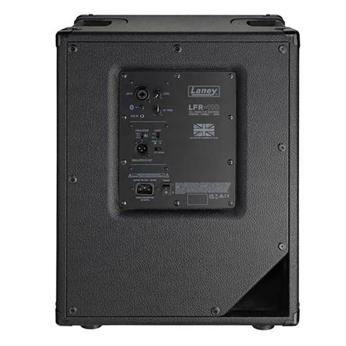 Laney LFR-110 10-inch powered full range cabinet rear panel with combi XLR input, controls and power inlet