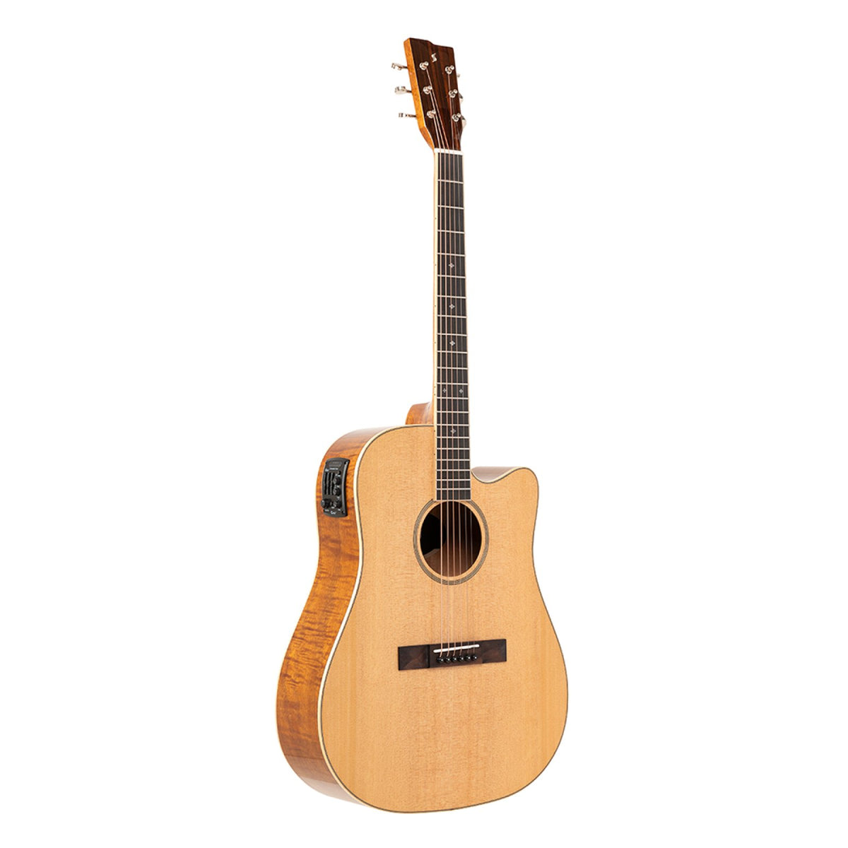 Stagg SA45 DCE-FM Series 45 dreadnought cutaway acoustic-electric guitar with spruce top, full front view