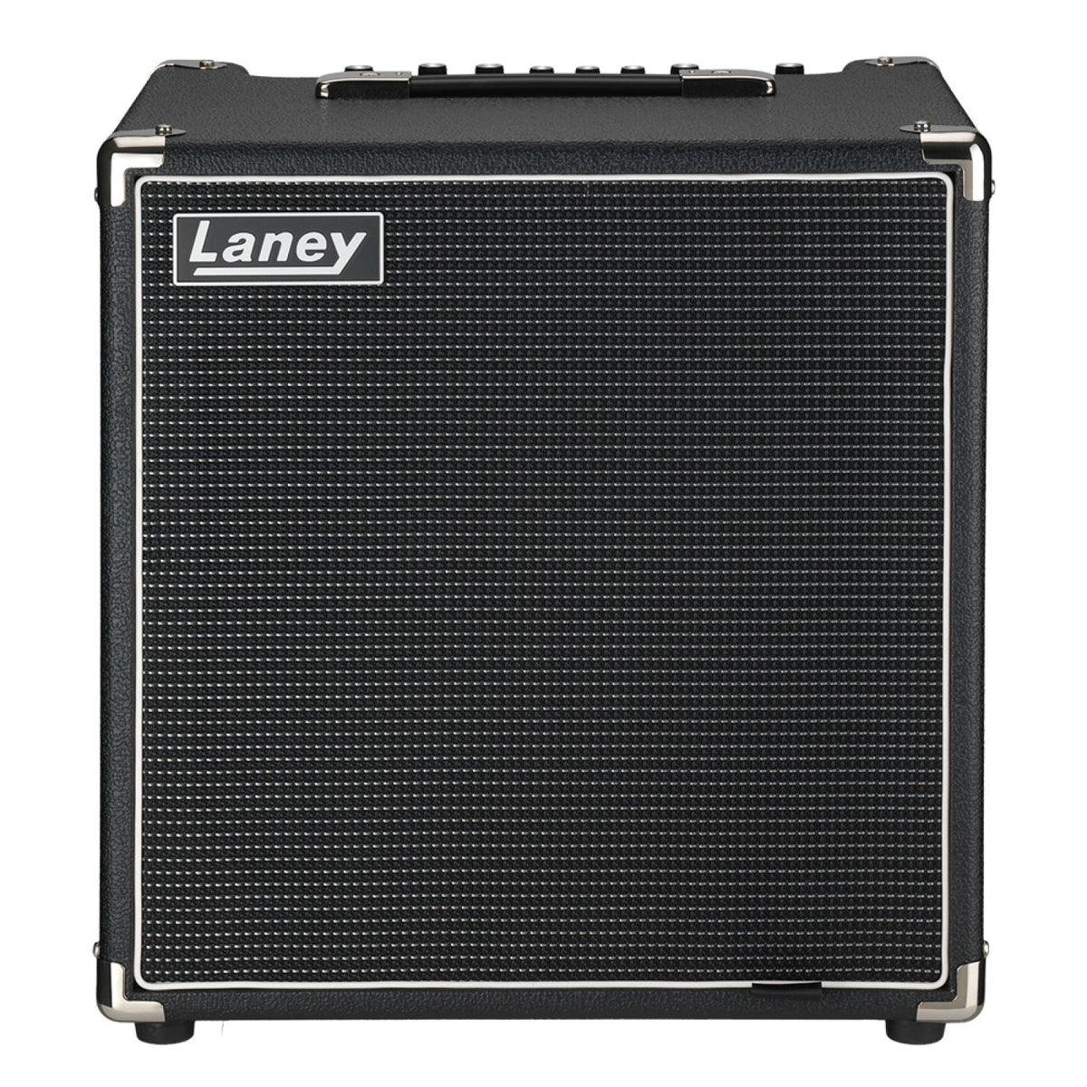 Laney Digbeth DBF50 front view of the black 1x10 bass combo amp with Laney badge and steel corners