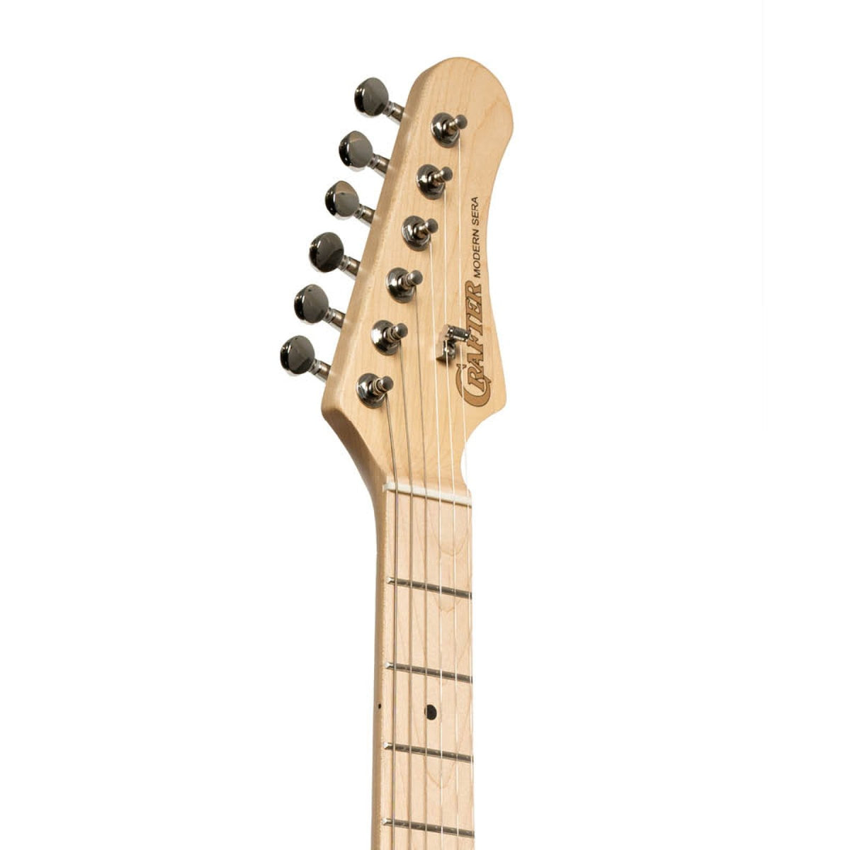 Crafter Modern Sera electric guitar in Tobacco Sunburst, headstock with tuners