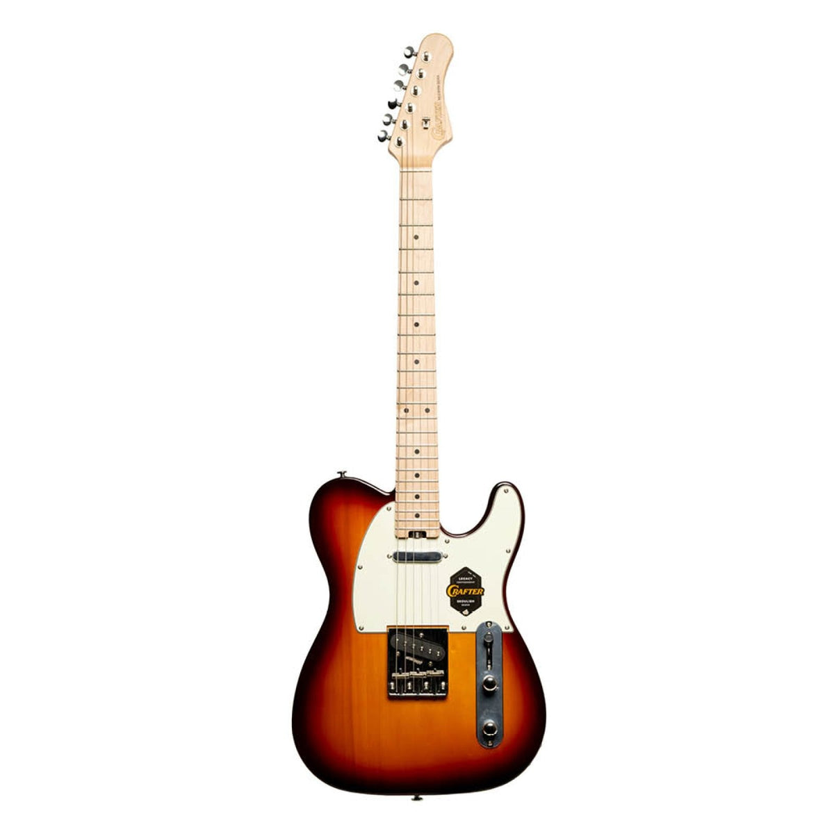 Crafter Modern Sera electric guitar in Tobacco Sunburst, front view with maple neck
