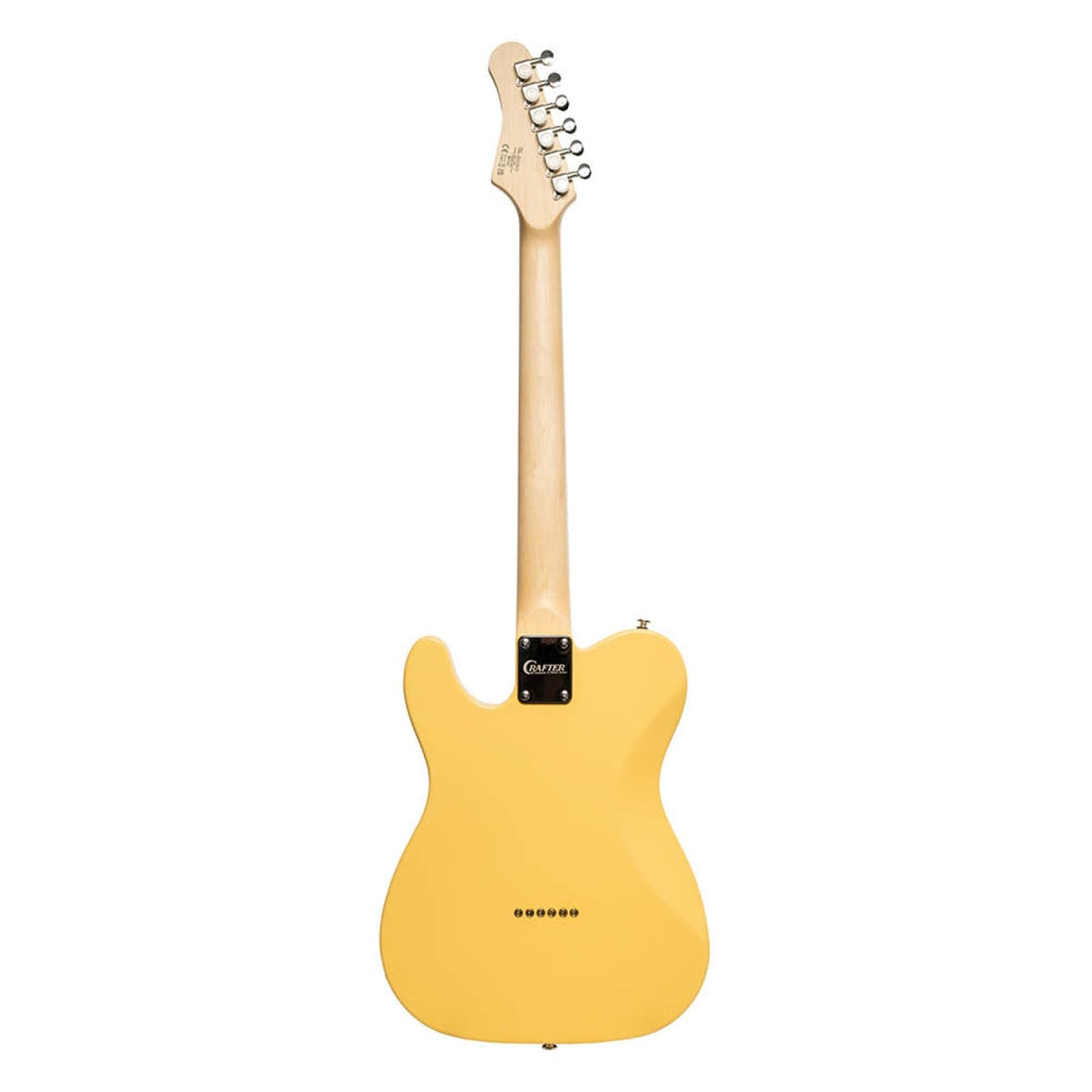 Crafter Modern Sera T-style electric guitar in Butterscotch, full back view with maple neck
