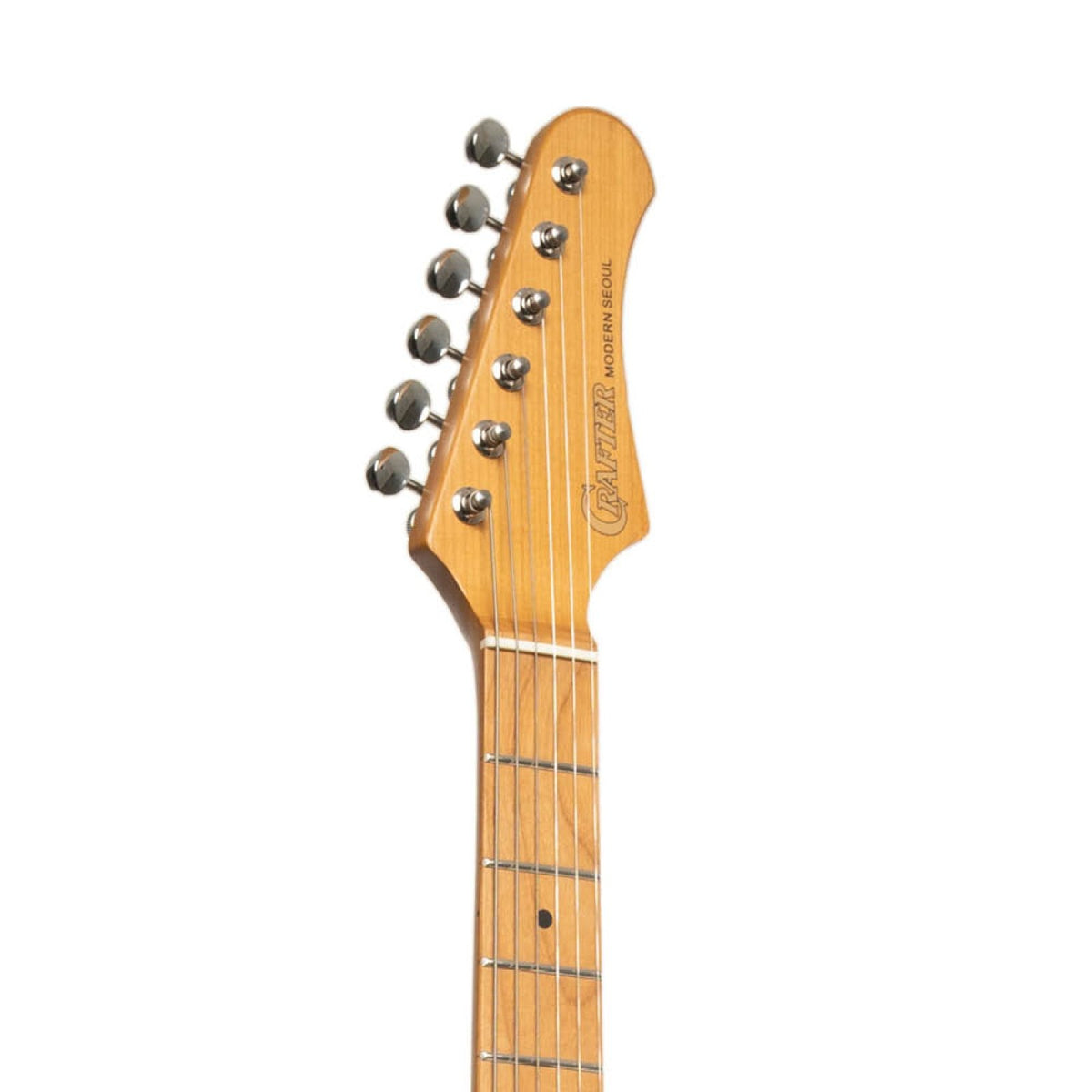 Crafter Modern Seoul T60-style electric guitar in Tobacco Sunburst, headstock with tuners
