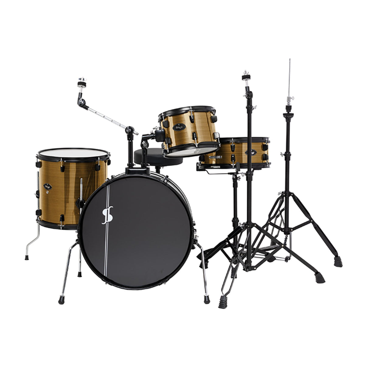 Stagg ATOM-420-BZ Bronze drum set, complete 4-piece drum set with hardware