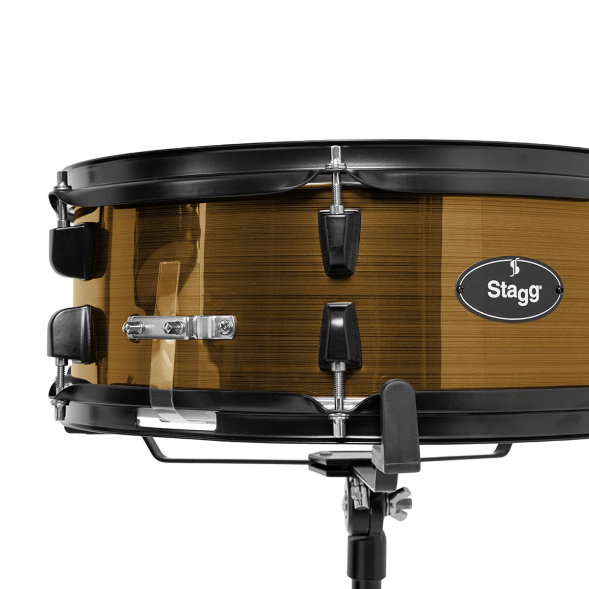 Stagg ATOM-420-BZ Bronze drum set, bass drum pedal attached to the bass drum hoop