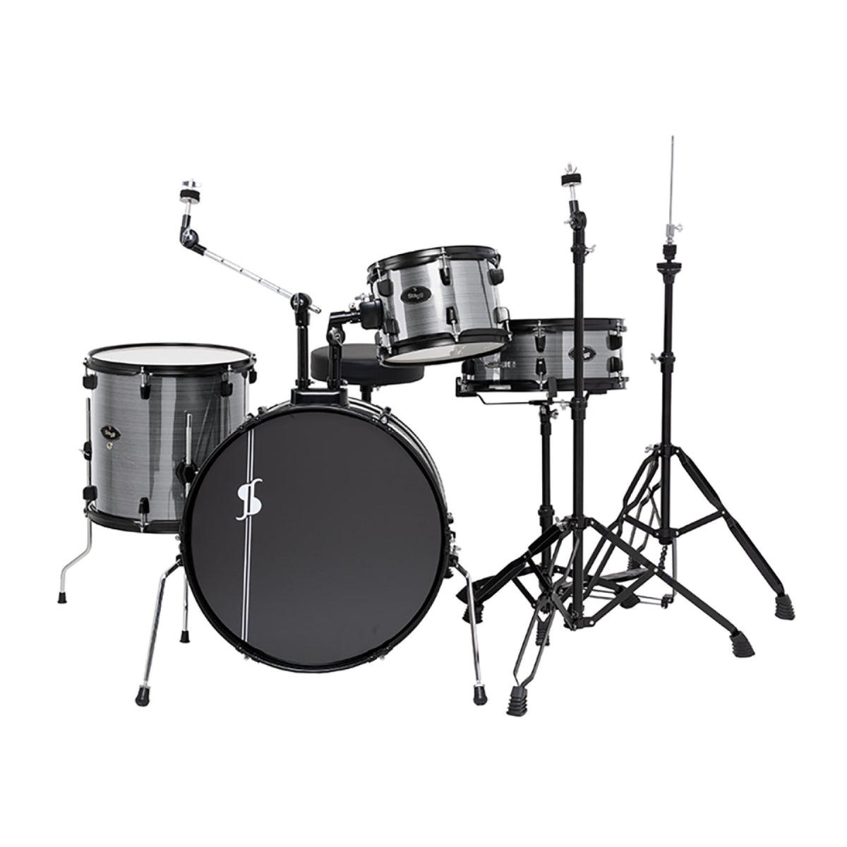 Stagg ATOM-420-SL Slate drum set, complete 4-piece drum set with hardware