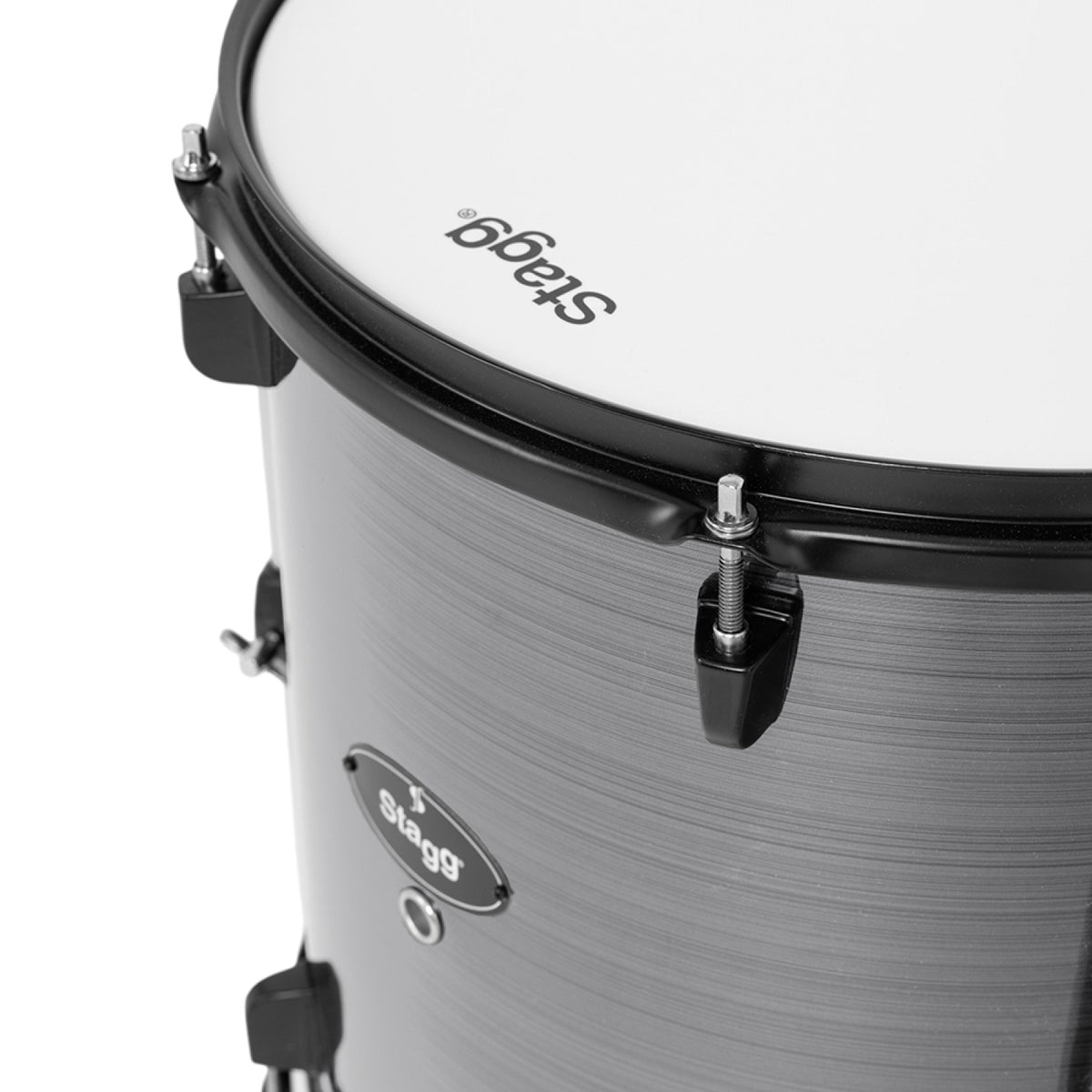 Stagg ATOM-420-SL Slate drum set, floor tom close view showing the Stagg logo head