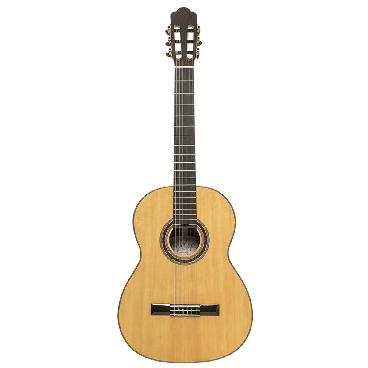 Mazuelo-SR solid spruce top classical guitar, full front view