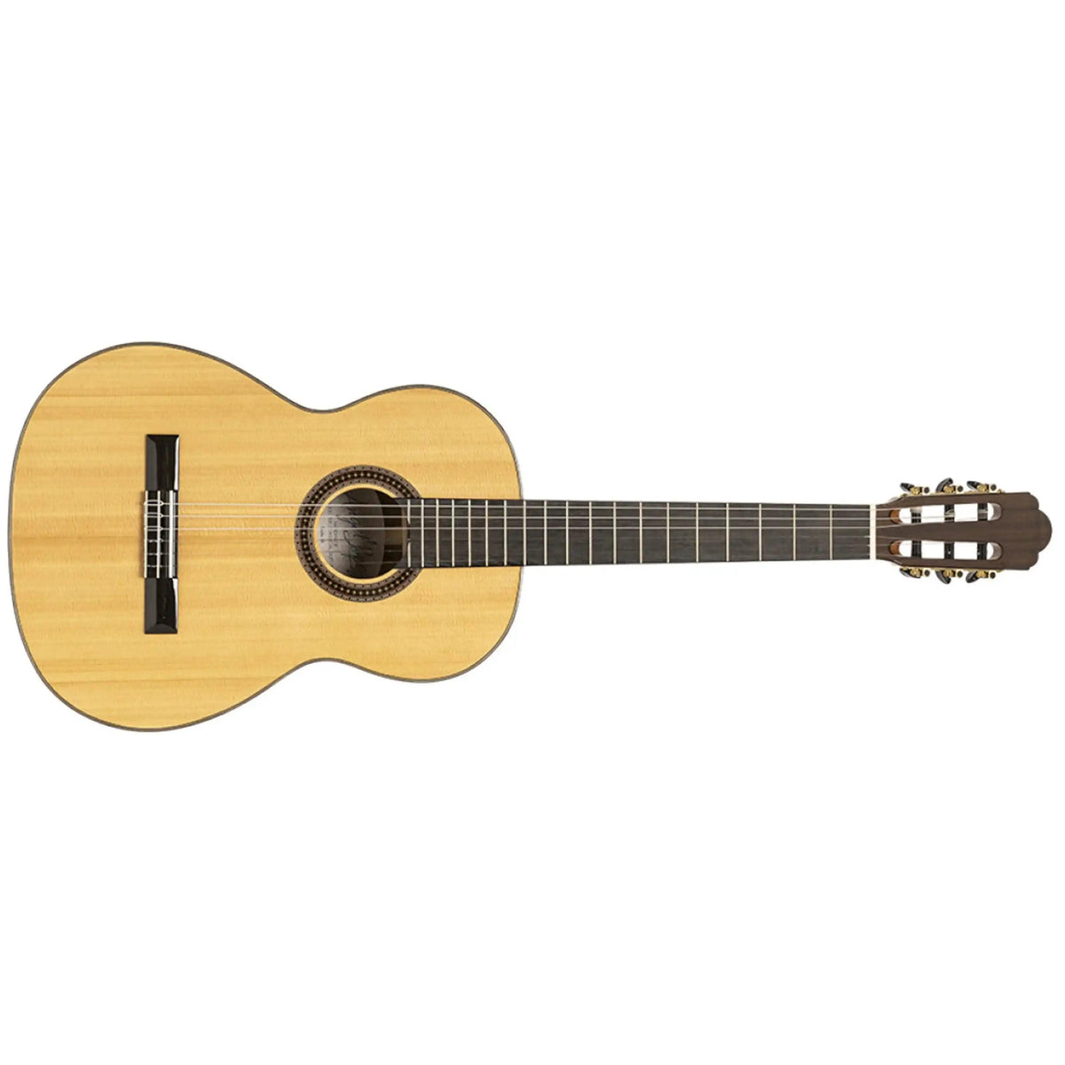 Tinto-SK solid spruce and acacia classical guitar, full front view