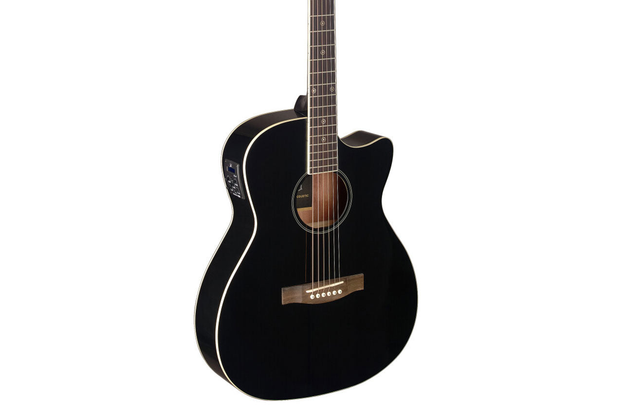 J.N Guitars Solid Spruce Top Black Acoustic Electric Guitar