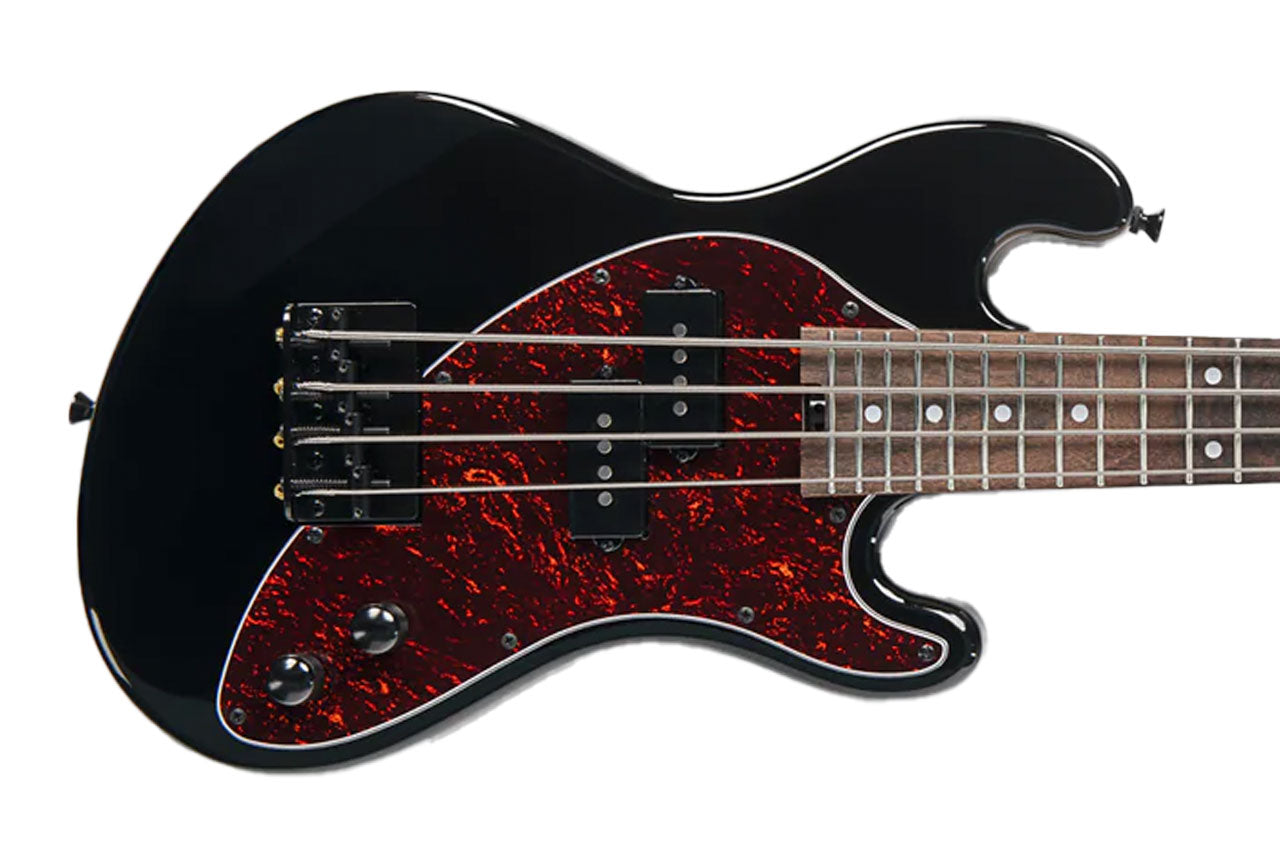 Kala UBASS-SB-BK-TRT-FS Jet Black Solid Body Fretted U•BASS w/ Tortoiseshell Pickguard