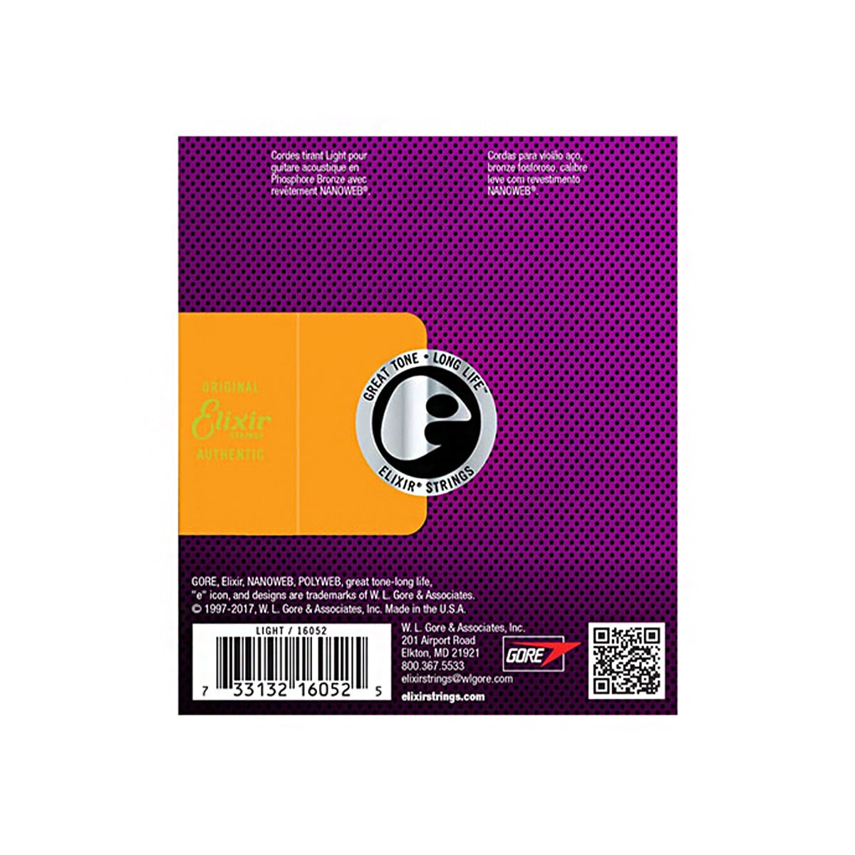 Elixir 16052 Nanoweb Phosphor Bronze Acoustic Guitar Strings