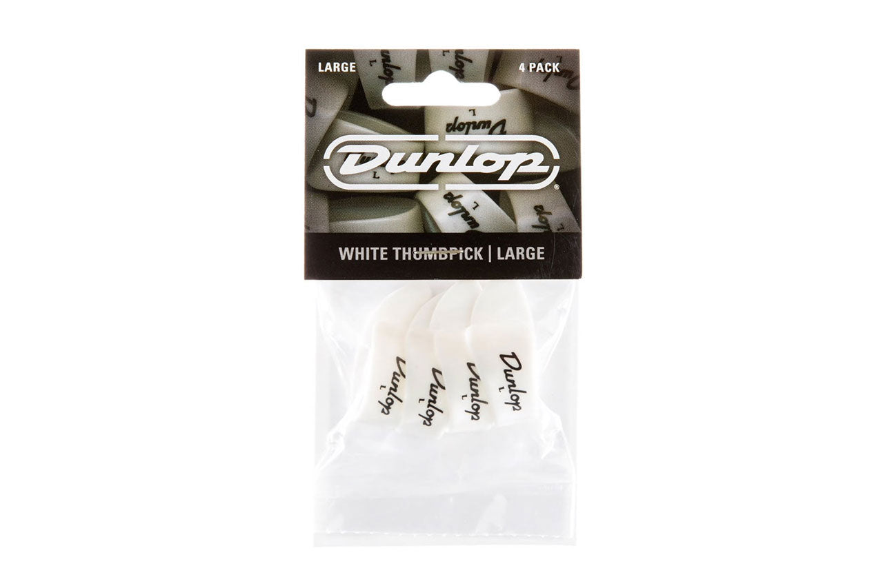 DUNLOP 9003P Large White Plastic Thumbpicks - 4 PACK