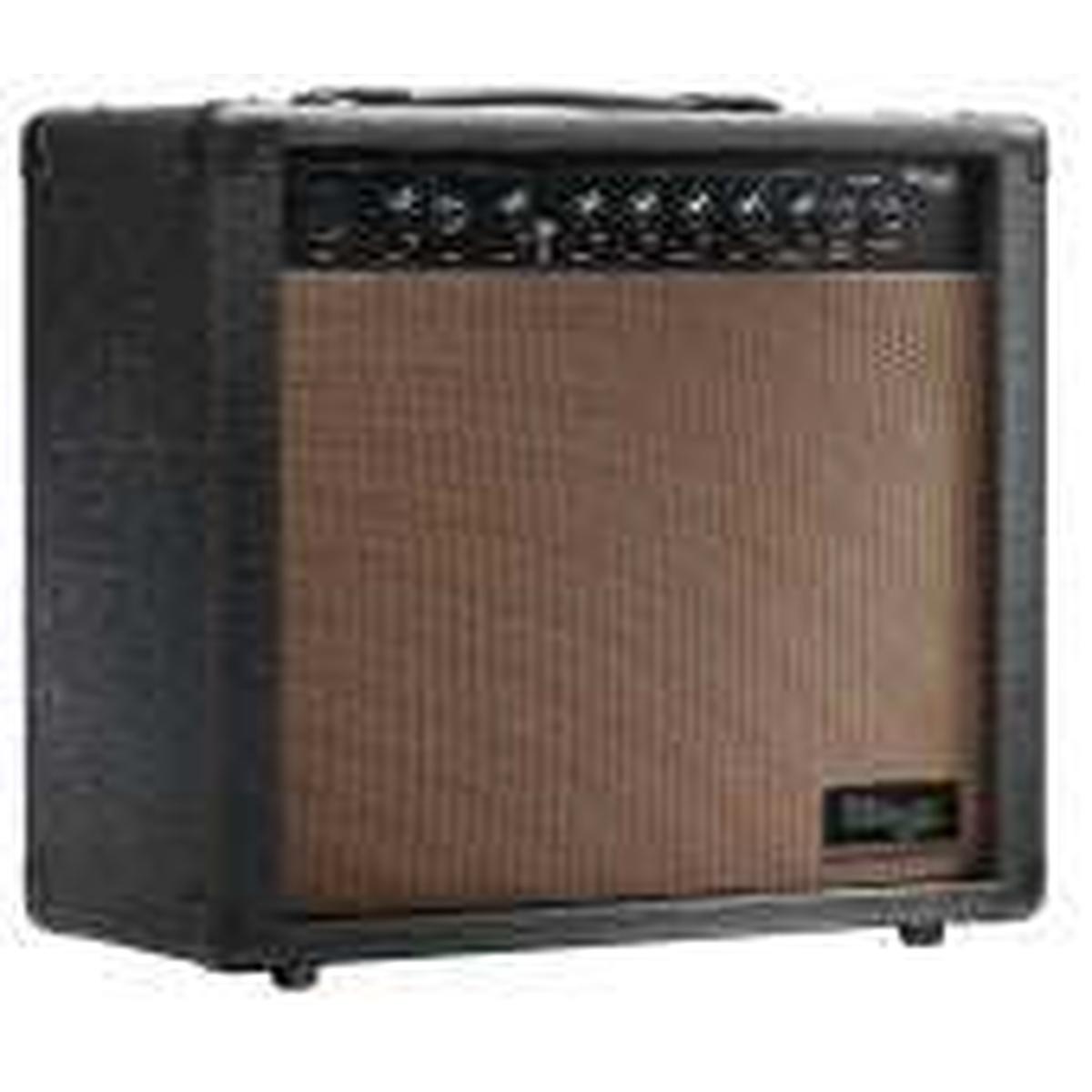 Stagg 20 AA R 20-watt spring reverb acoustic guitar amplifier, front view with brown grille and control panel